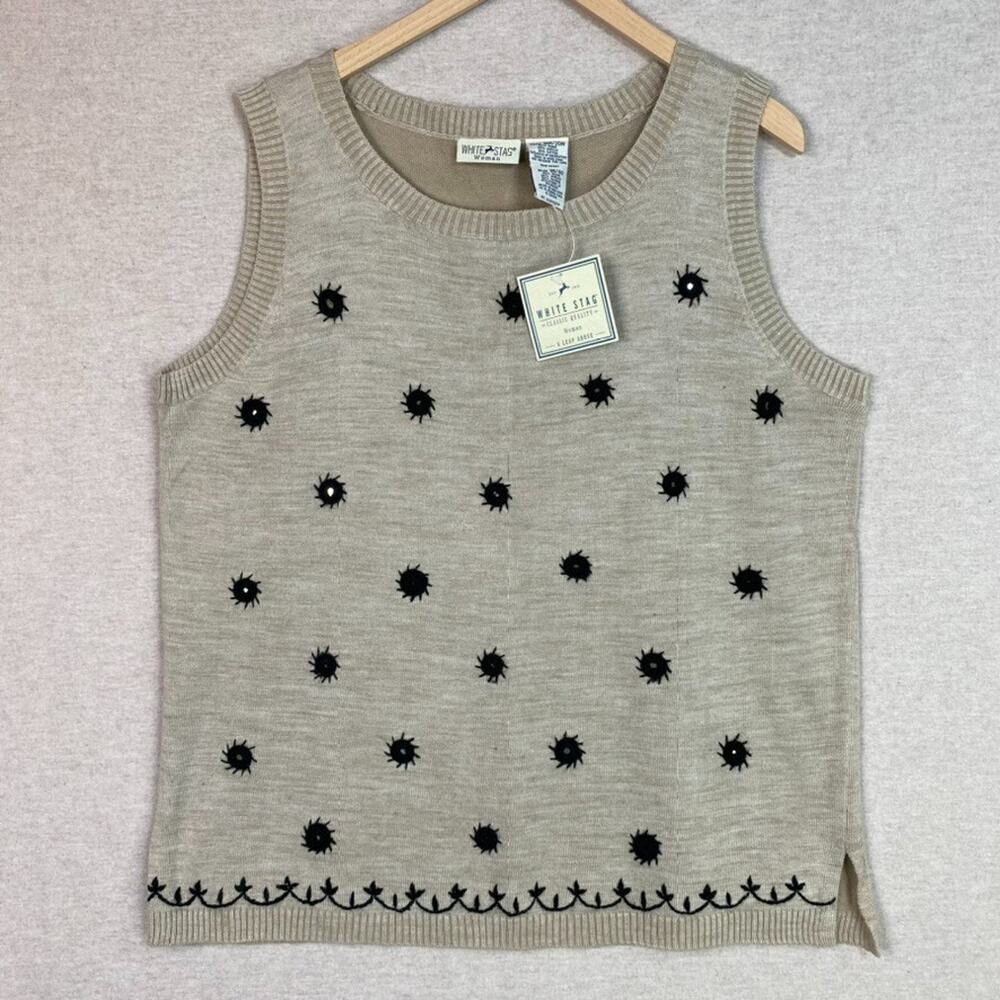Vtg White Stag Women Celestial Sweater‎ Vest Size 18W 20W Whimsigoth Boho Preppy